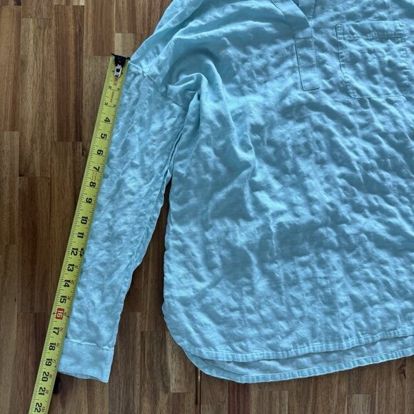 J. Jill Textured Plaid Shirt Tunic M Mint Green Largenlook Coastal Beachy - Picture 14 of 16